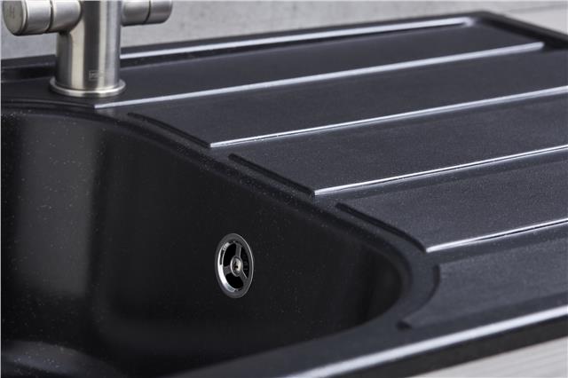 Liquida DK5BL 1.0 Bowl Composite Reversible Inset Black Kitchen Sink With Waste